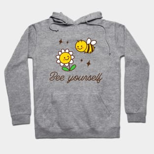 "Bee Yourself" funny pun with yellow bee and chrysanthemum - Confidence and self-expression t-shirt Hoodie